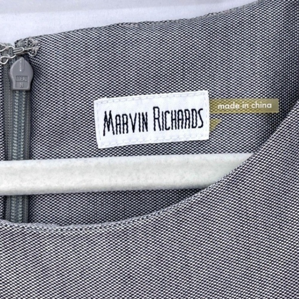 Marvin Richards Silver Gray Pintuck Pleated Sheath Dress 8 Sleeveless Lined - Picture 7 of 9